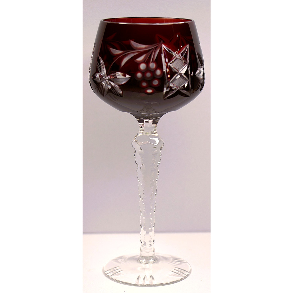Lausitzer LA15 Amethyst Hock Wine Glass 3 Cut Foot 8" Germany